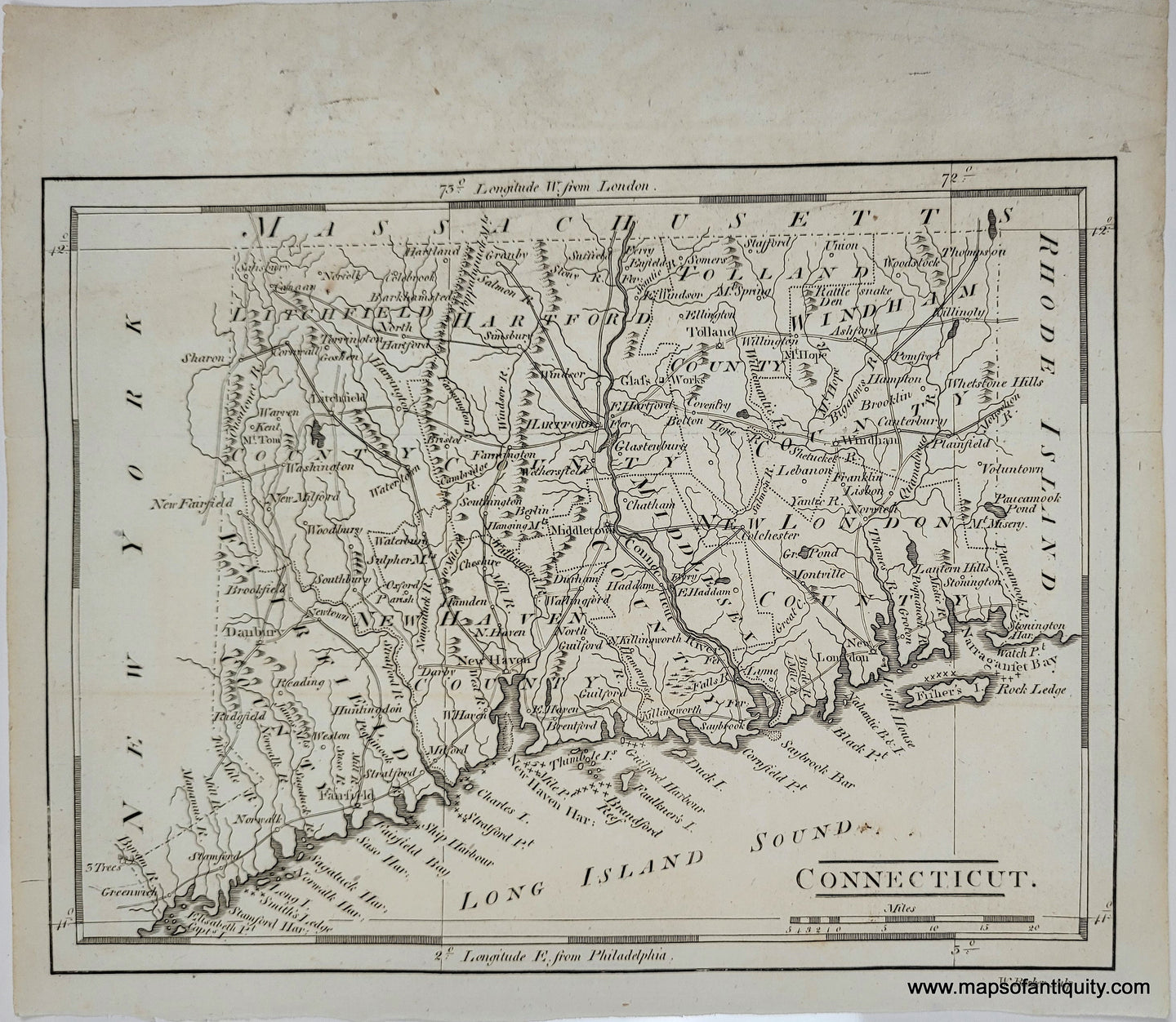 Genuine-Antique-Map-Connecticut-1804-Carey-Maps-Of-Antiquity