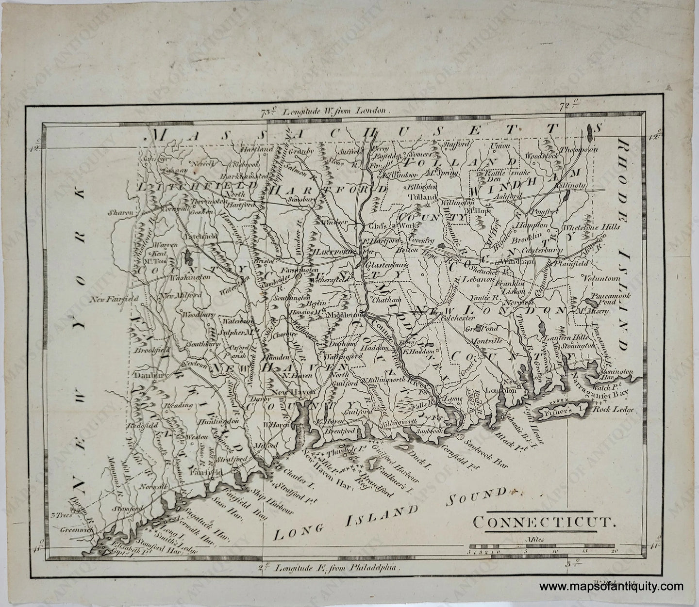 Genuine-Antique-Map-Connecticut-1804-Carey-Maps-Of-Antiquity