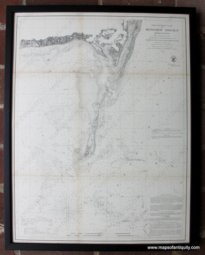 Framed-Antique-Map-Preliminary-Chart-of-Monomoy-Shoals-******-Cape-Cod-Chatham-1856-USCS-Maps-Of-Antiquity