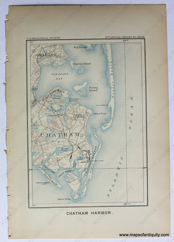 Antique-Uncolored-Map-Chatham-Harbor.-**********-Cape-Cod-Chatham-1892-U.S.-Geological-Survey-Maps-Of-Antiquity