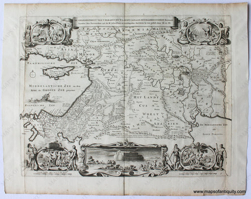 Antique-Uncolored-Map-Middle-East-&-Holy-Land---De-Gelegentheyt-Van't-Paradys-En't-Landt-Canaan.-Mitsgaders-D'eerstÃ¢â‚¬Â¦-**********-Middle-East-&-Holy-Land--c.-1700-Stoopendaal-Maps-Of-Antiquity