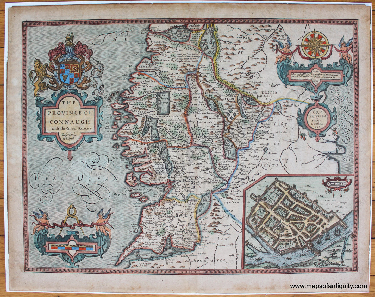 Antique-Map-Connaugh-Connaught-Ireland-Galwaye-Galway-John-Speed-1610-1600s