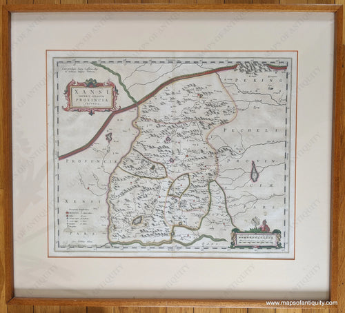 Antique-Hand-Colored-Map-Xensi-Imperii-Sinarum-Provincia-Secunda-Asia-China-Great-Wall-1655-Blaeu-Maps-Of-Antiquity-1600s-17th-century