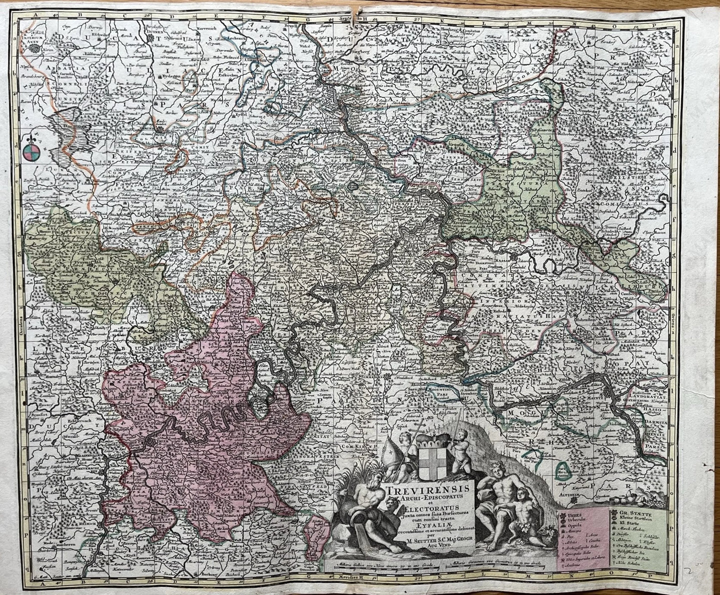 Genuine-Antique-Hand-colored-Map-Luxembourg-Germany-Trevisensis-Arch-Episcopatus-et-Electoratus---Seutter-Maps-Of-Antiquity