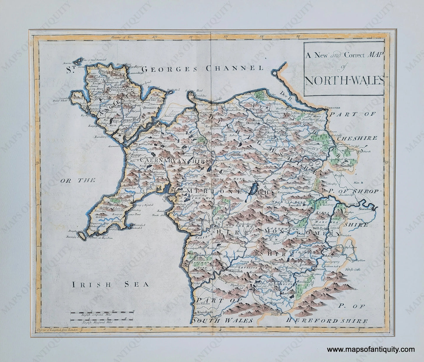 Genuine-Antique-Map-A-New-and-Correct-Map-of-North-Wales-1695-1722-Morden-Maps-Of-Antiquity