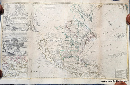 Genuine-Antique-Map-North-America---To-The-Right-Honorable-John-Lord-Sommers----This-Map-of-North-America-According-To-Ye-Newest-and-Most-Exact-Observations-1715-Moll-Maps-Of-Antiquity