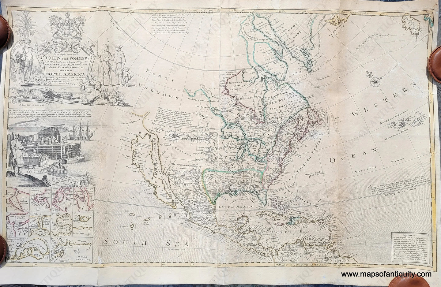 1715 Antique Map North America To The Right Honorable John Lord 1715 Antique Map North America To The Right Honorable John Lord