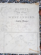 Load image into Gallery viewer, 1832/1837 - Blunt’s New Chart Of The West Indies And Gulf Mexico Antique Map Genuine Nautical
