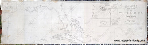 Genuine-Antique-Nautical-Chart-Blunt's-New-Chart-of-the-West-Indies-and-the-Gulf-of-Mexico-1832-1837-Blunt-Maps-Of-Antiquity