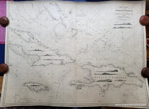 Genuine-Antique-Chart-A-New-Chart-of-the-Windward-Passages-Containing-the-Islands-of-Jamaica-St-Domingo-with-Part-of-Cuba--1836-Norie-Maps-Of-Antiquity