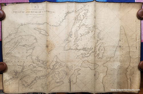 Genuine-Antique-Chart-A-New-and-Improved-Chart-of-the-Gulf-and-River-of-St-Laurence-from-the-Best-Authorities-1827-Hooker-Blunt-Maps-Of-Antiquity