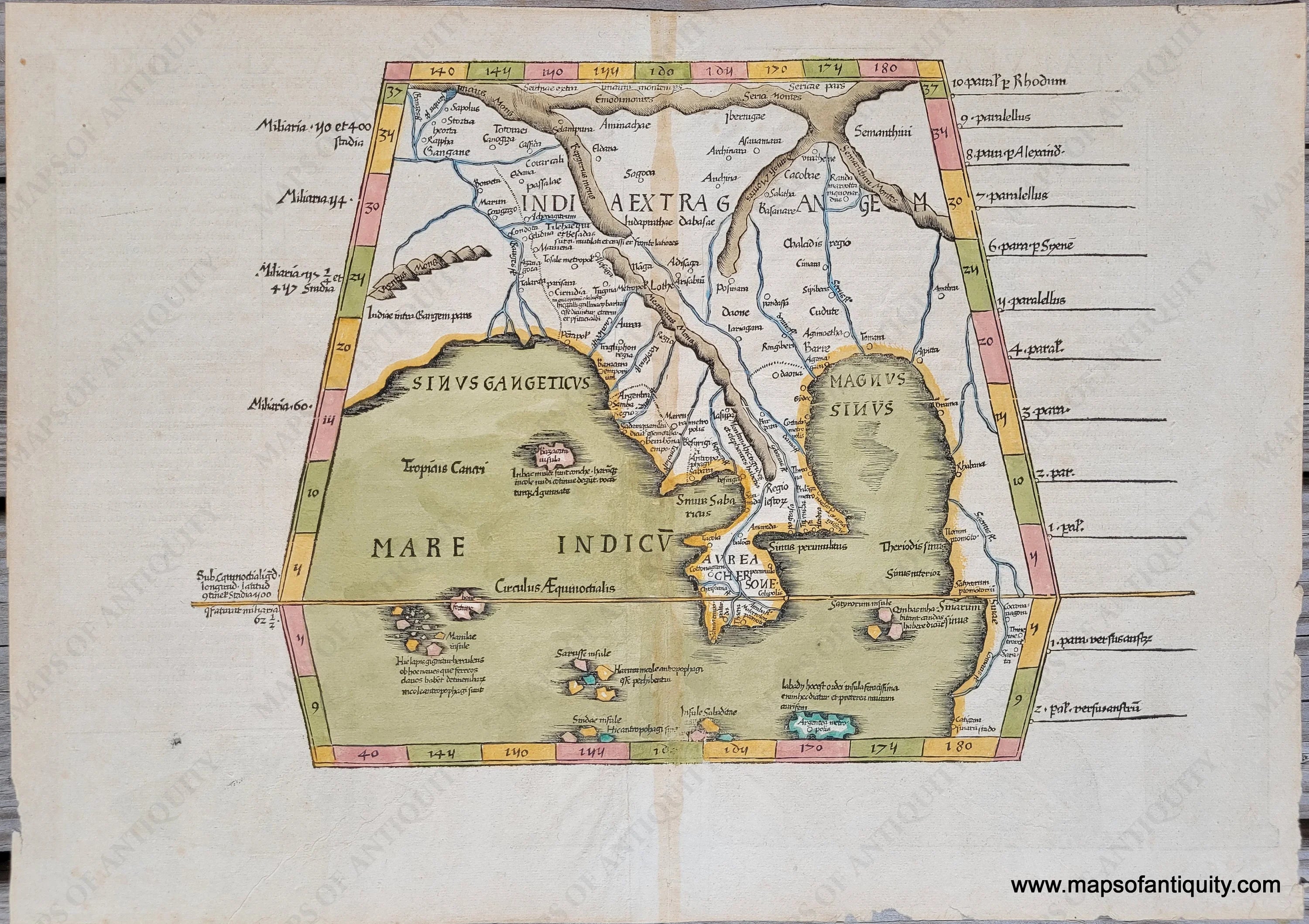 1525 Genuine Antique Map Untitled Southeast Asia – Maps of Antiquity