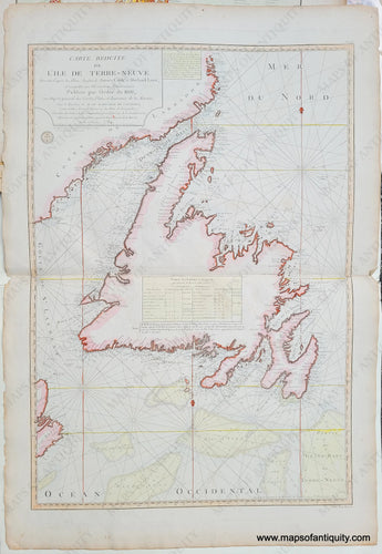 Genuine-Antique-Map-Newfoundland---Carte-reduite-de-l-Ile-de-Terre-Neuve-1784-Depot-General-de-la-Marine-Maps-Of-Antiquity