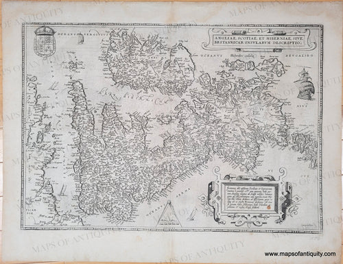 Genuine-Antique-Map-Great-Britain-or-United-Kingdom-Angliae-Scotiae-et-Hiberniae-sive-Britannicar:-Insularum-Descriptio-1579-Ortelius-Maps-Of-Antiquity