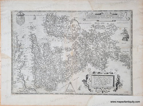 Genuine-Antique-Map-Great-Britain-or-United-Kingdom-Angliae-Scotiae-et-Hiberniae-sive-Britannicar:-Insularum-Descriptio-1584-Ortelius-Maps-Of-Antiquity