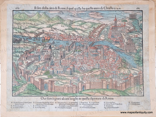 Genuine-Antique-Map-Rome-Il-Sito-della-citta-di-Roma-il-qual-quella-ha-questo-anno-di-Christo-1549-1550-Munster-Maps-Of-Antiquity