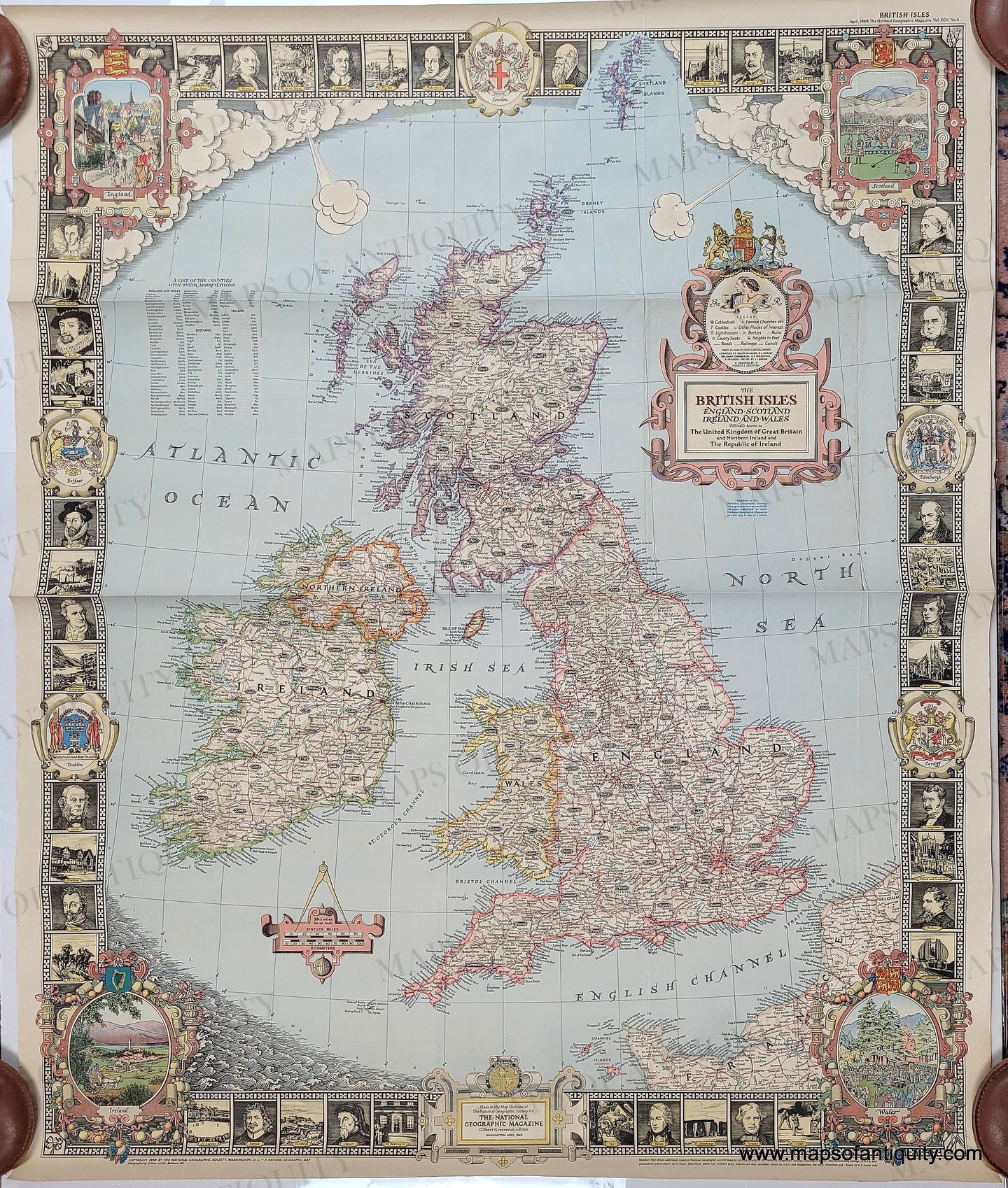 1949 Genuine Vintage Map The British Isles – Maps of Antiquity