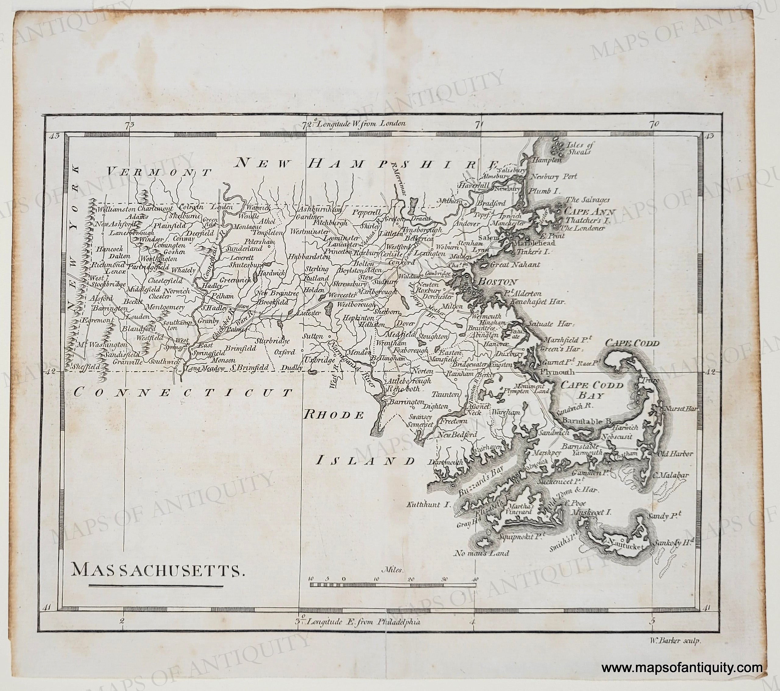 1805 Genuine Antique Map Massachusetts – Maps of Antiquity