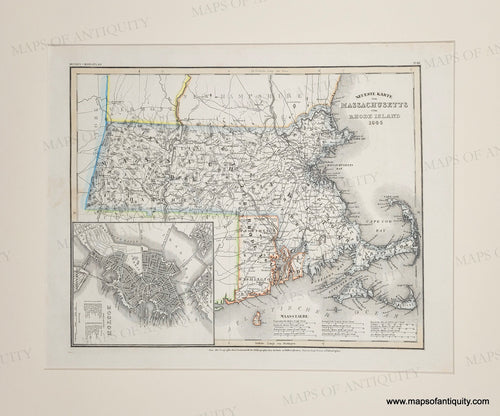 Genuine-Antique-Map-Neueste-Karte-von-Massachusetts-und-Rhode-Island-1846-Meyers-Hand-Atlas-Maps-Of-Antiquity