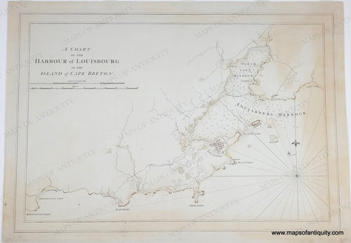 Genuine-Antique-Chart-A-Chart-of-the-Harbour-of-Louisbourg-in-the-Island-of-Cape-Breton-1781-Joseph-Frederick-Wallet-Des-Barres-Maps-Of-Antiquity