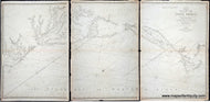 1813 - Steel's New and Correct Chart of the Coast of North America; from Boston and Cape Cod to Cape Hatteras: including Rhode Island and Harbour, New York, the Delaware, Chesapeak, &c. &c. - Set of Three Genuine Antique Charts
