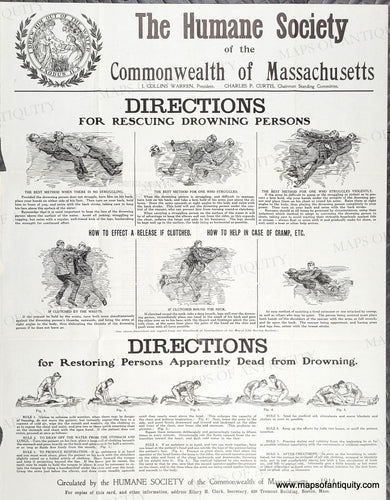 Historical document from The Humane Society of the Commonwealth of Massachusetts on rescuing and restoring persons from drowning.