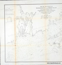 Load image into Gallery viewer, 1872 - Map of the Coast of Massachusetts and Rhode Island to Accompany the Report of the US Commissioner of Fish and Fisheries, Showing the Location of Traps and Pounds, as also the Exploration of the Commission in 1871 - Genuine Antique Chart
