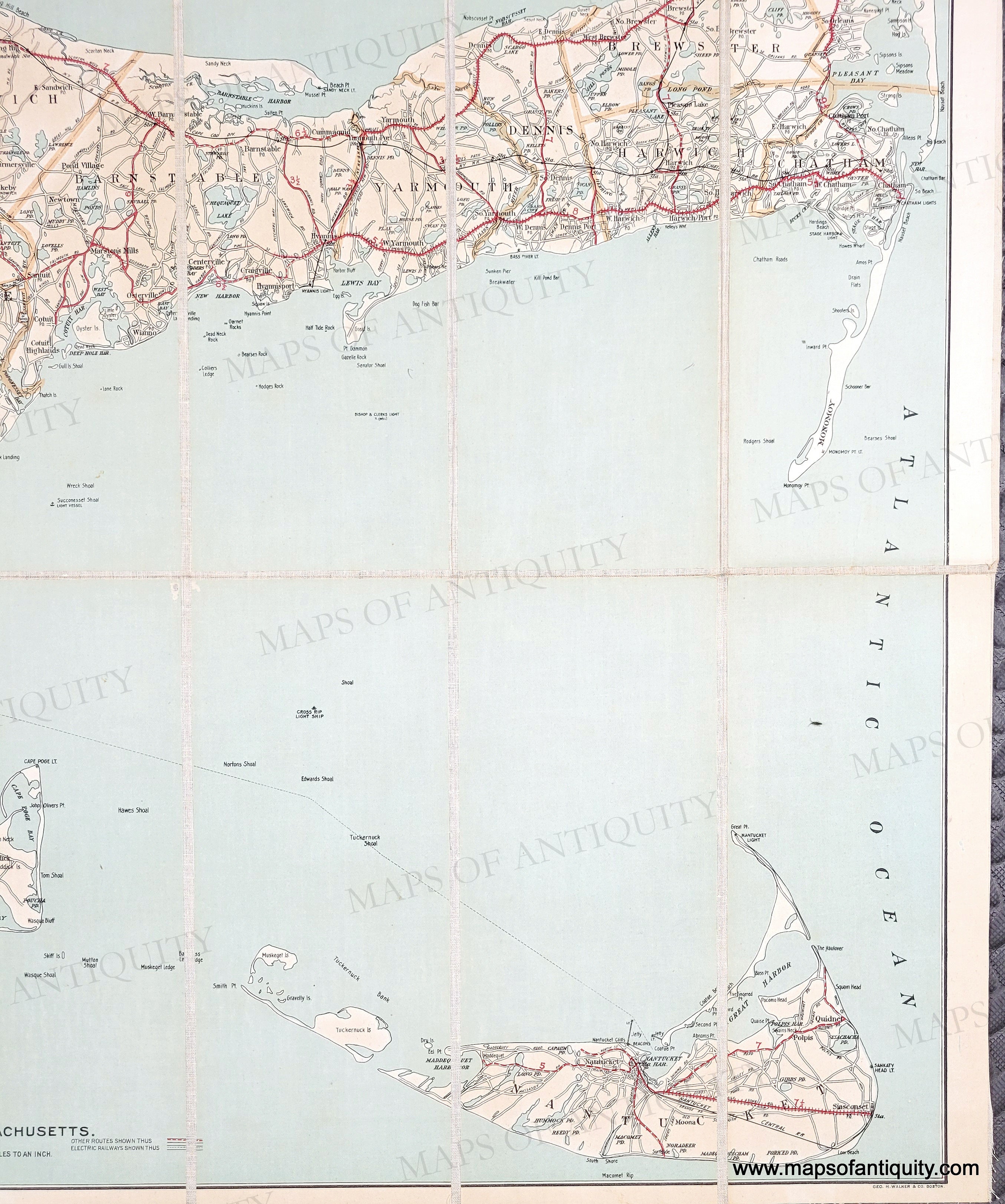 Cape Cod Section Map 1908 - Automobile Map of Massachusetts, Cape Cod section - Genuine Ant ...