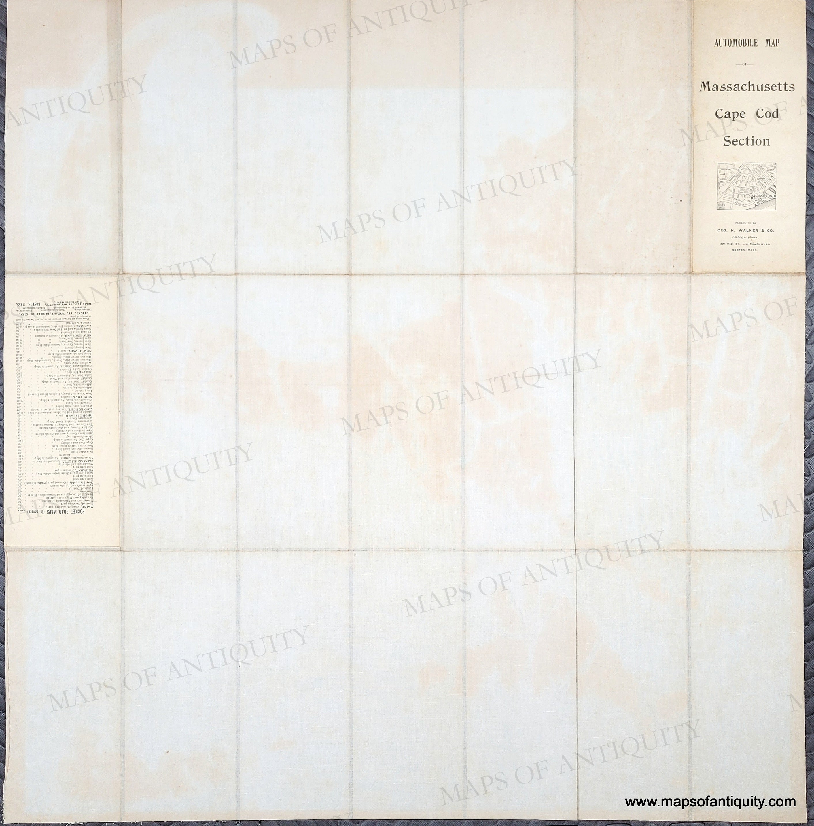Cape Cod Section Map 1908 - Automobile Map of Massachusetts, Cape Cod section - Genuine Ant ...