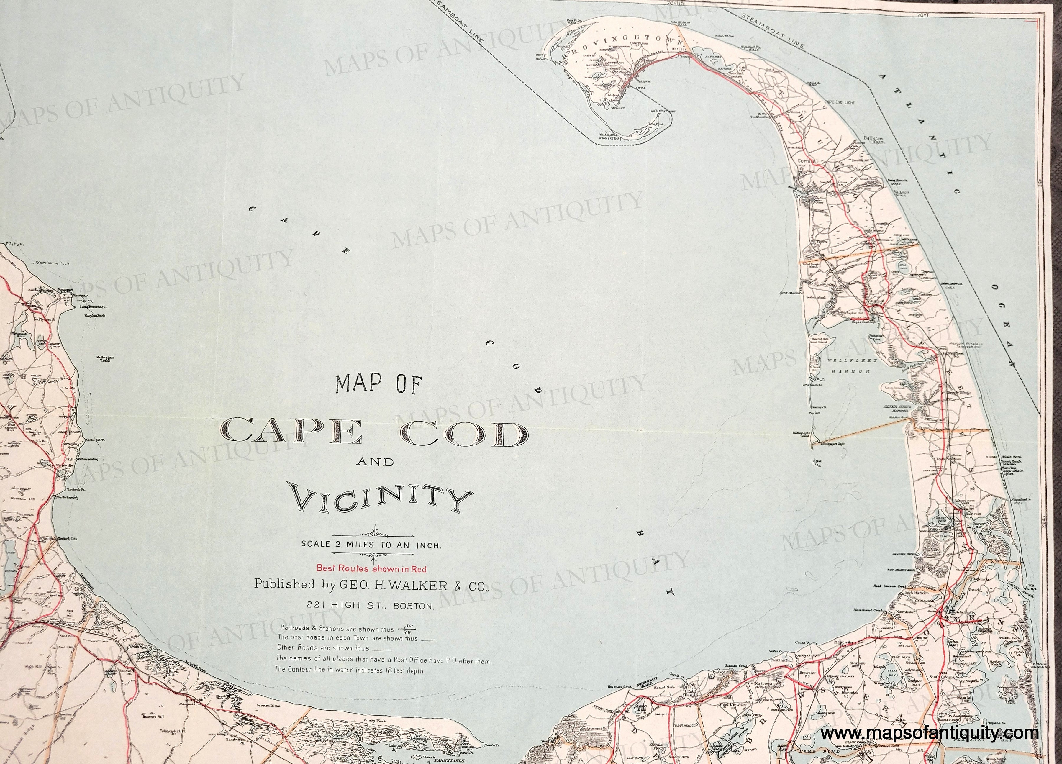Cape Cod Section Map 1907 - Map of Cape Cod and Vicinity - Genuine Antique Map – Maps of ...