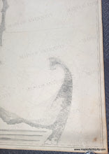 Load image into Gallery viewer, Close up of An antique nautical sailing chart vertical in black and white showing Massachusetts Bay with coastal detail, water depths, and informational text about sailing.
