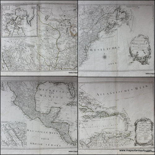 1788 - Generalkarte Von Nordamerica: Set Of 4 Antique Map Maps North America Genuine