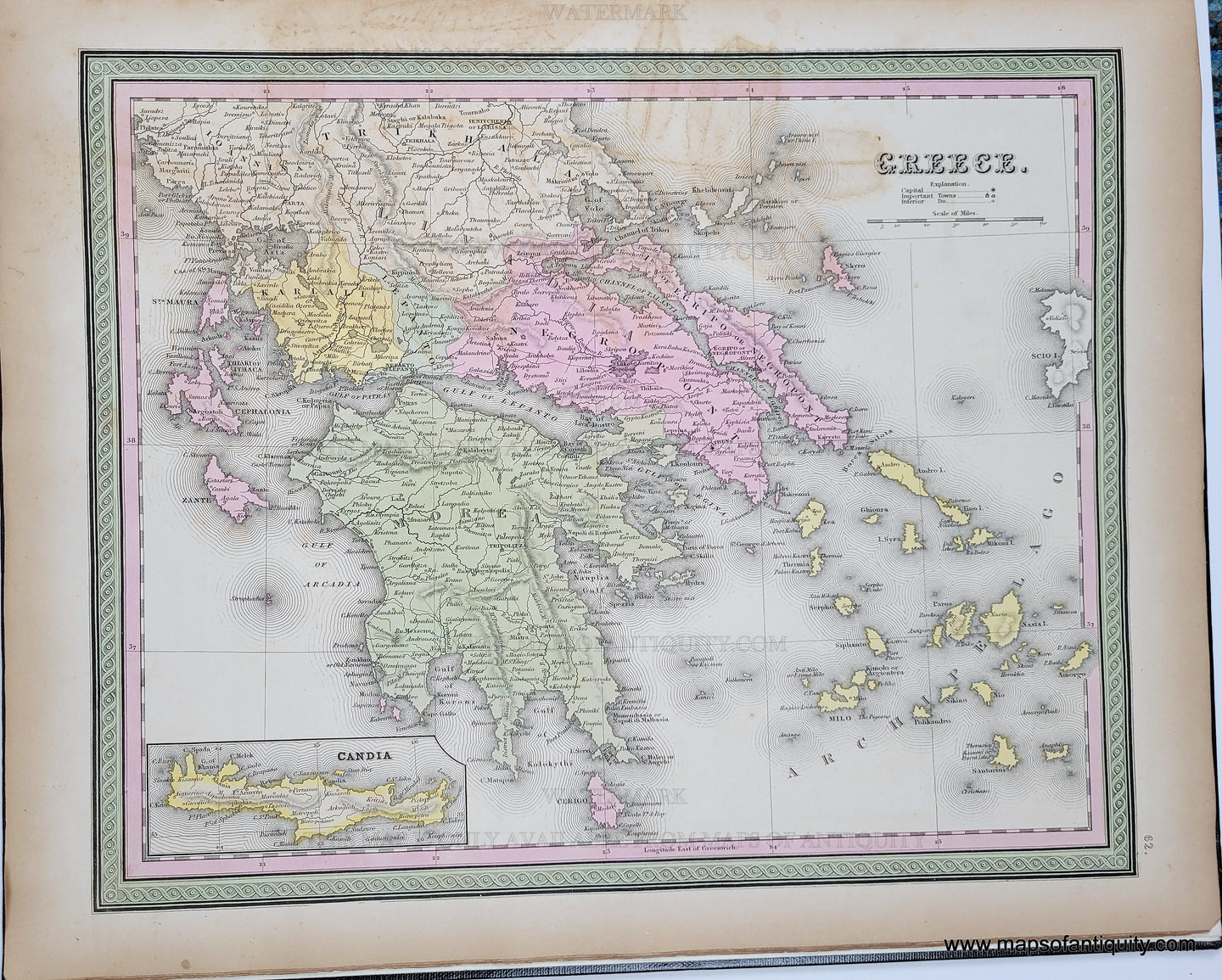 1849 - Greece. - Antique Map