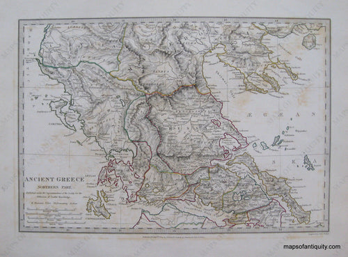 Antique-Hand-Colored-Map-Ancient-Greece-Northern-Part-Europe-Greece-1829-SDUK/-Society-for-the-Diffusion-of-Useful-Knowledge-Maps-Of-Antiquity