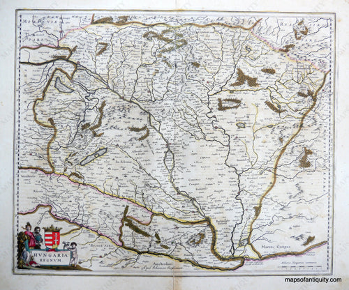 Antique-Hand-Colored-Map-Hungaria-Regnum-**********-Europe-Hungary-c.-1650-Jan-Jansson-Maps-Of-Antiquity