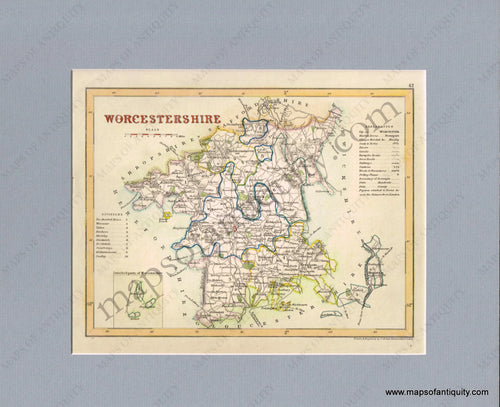 Antique-Hand-Colored-Map-Worcestershire-Europe-United-Kingdom-circa-1830-Archer-Maps-Of-Antiquity