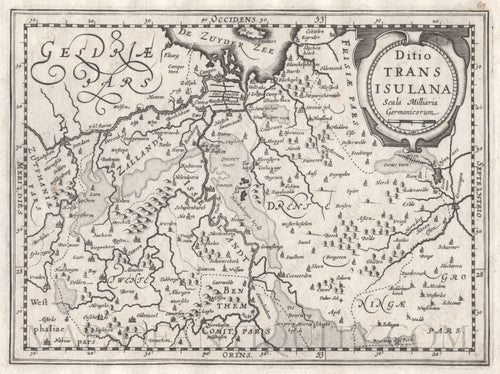 Black-and-white-antique-map-Ditio-Trans-Isulana-**********-Europe-Netherlands-1632-Mercator-Maps-Of-Antiquity