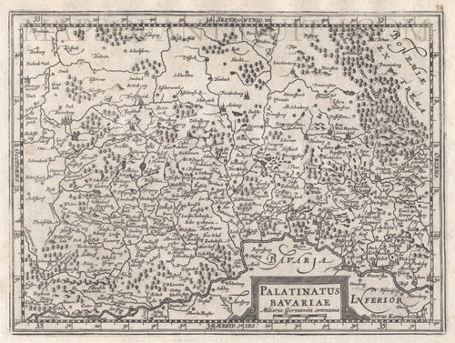 Black-and-white-antique-map-Palatinatus-Bavariae-Bavaria-Germany-Europe-Germany-1632-Mercator-Maps-Of-Antiquity