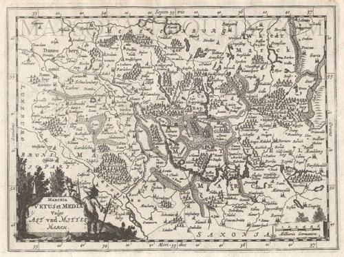 Black-and-white-antique-map-Marchia-Vetus-et-Media-Vulgo-Alt-und-Mittel-Marck-Germany-Europe-Germany-1676-Waesberge-Maps-Of-Antiquity