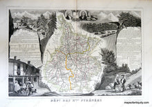 Load image into Gallery viewer, Antique-Hand-Colored-Map-Dept.-Des-Htes.-Pyrenees-Europe-France-c.-1851-Levasseur-Maps-Of-Antiquity
