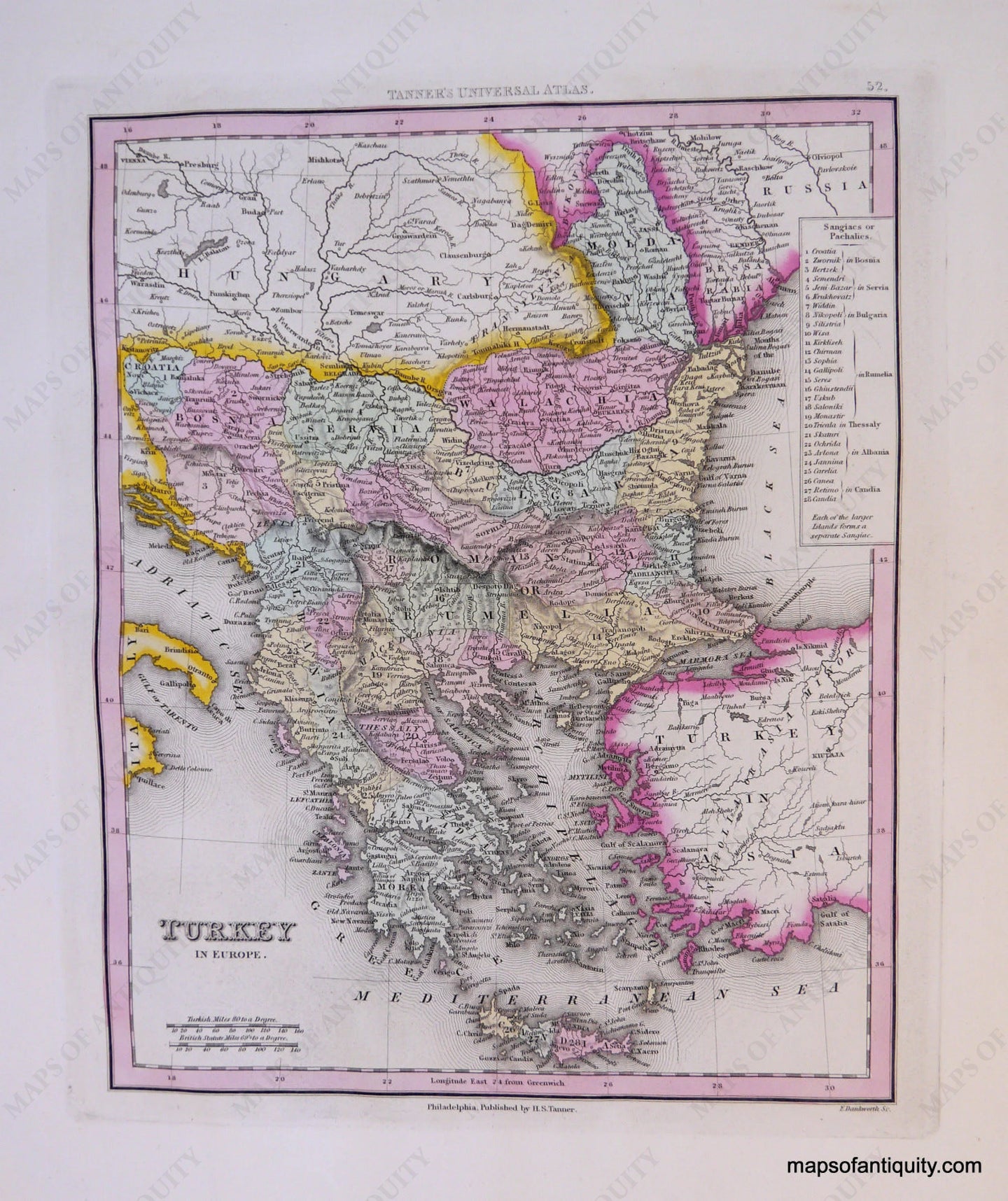 Antique-Hand-Colored-Engraved-Map-Turkey-in-Europe.-Europe--c.-1840-Tanner-Maps-Of-Antiquity