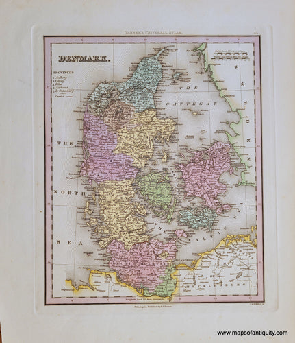 Antique-Hand-Colored-Engraved-Map-Denmark.-Europe-Scandinavia-c.-1840-Tanner-Maps-Of-Antiquity