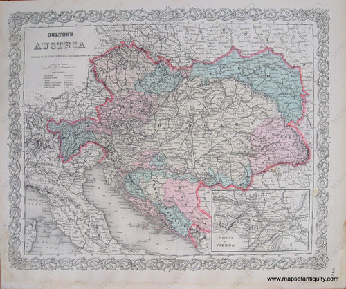 Antique-Hand-Colored-Map-Colton's-Austria--Europe-Austria-1887-Colton-Maps-Of-Antiquity