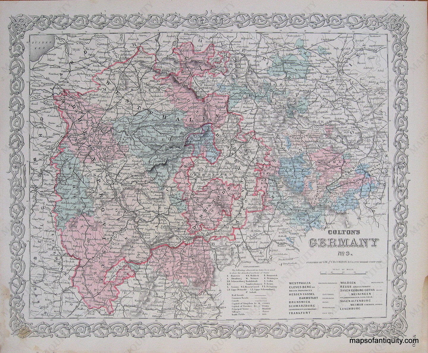 Antique-Hand-Colored-Map-Colton's-Germany-No.-3.-Europe-Germany-1887-Colton-Maps-Of-Antiquity