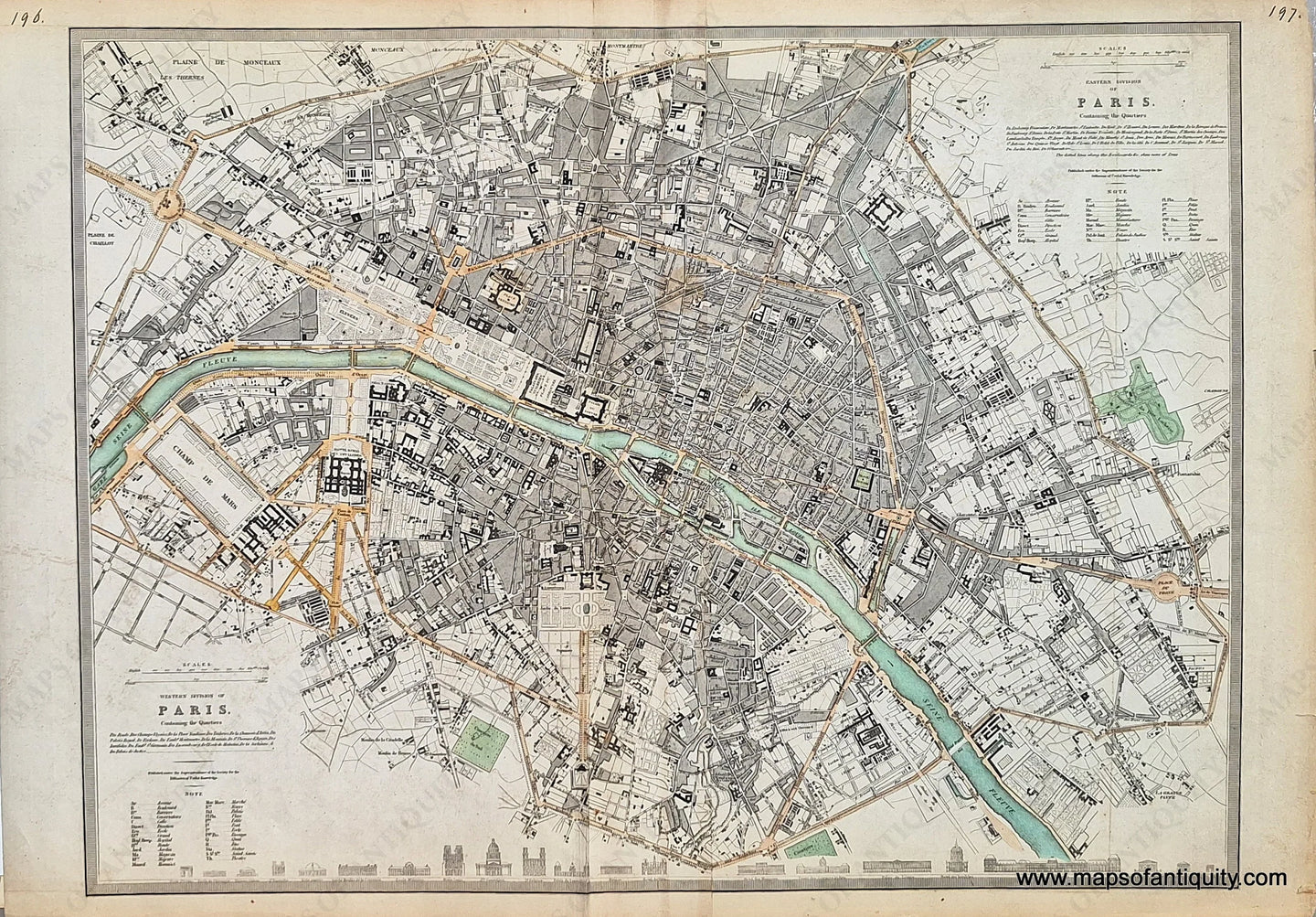 Antique-Hand-Colored-Map-Paris-Eastern-Division-containing-the-Quarters-Europe-1850-SDUK/Society-for-the-Diffusion-of-Useful-Knowledge-Maps-Of-Antiquity