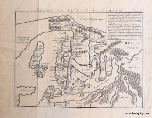Antique-Black-&-White-Map-Schonlandia-XIII-Nova-Tabula-(Scandinavia)-**********-Europe-Scandinavia-1770-Kitchin-Maps-Of-Antiquity