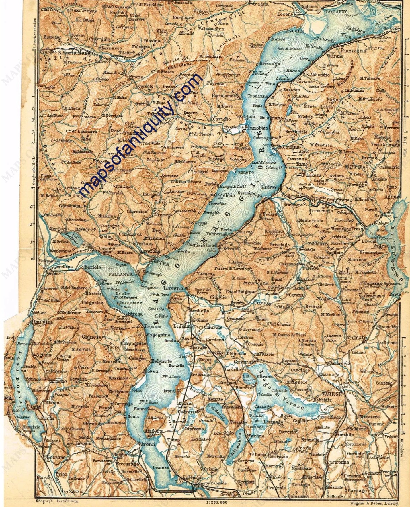 Printed-Color-Antique-Map-Lago-Maggiore-Europe-Italy-1886-Baedeker-Maps-Of-Antiquity