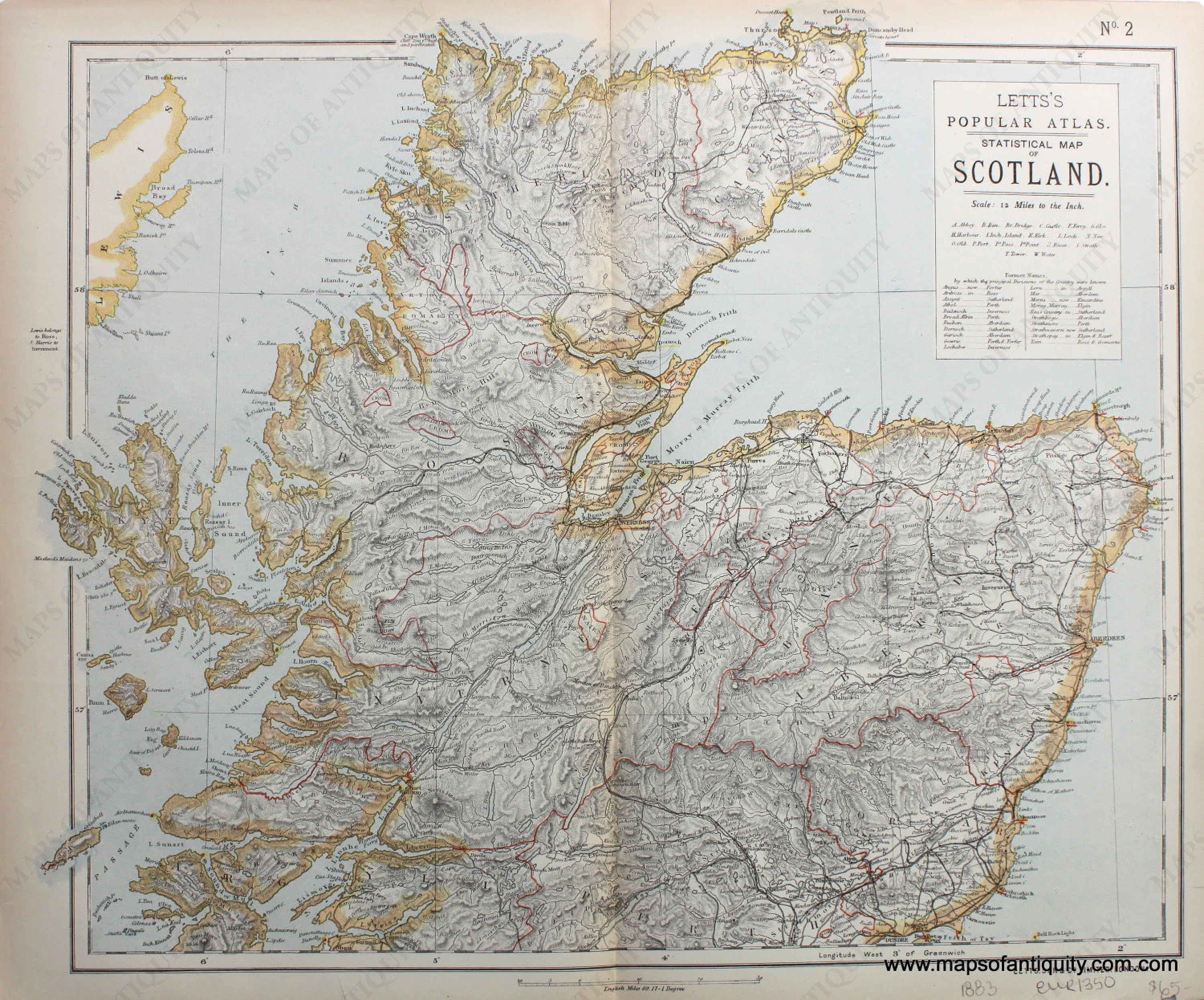 1883 - Statistical Map of Scotland, Two of Three - Antique Map – Maps ...