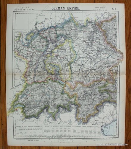 printed-color-Antique-Map-German-Empire-Sheet-Three-of-Three-Europe-Germany-1883-Letts-Maps-Of-Antiquity