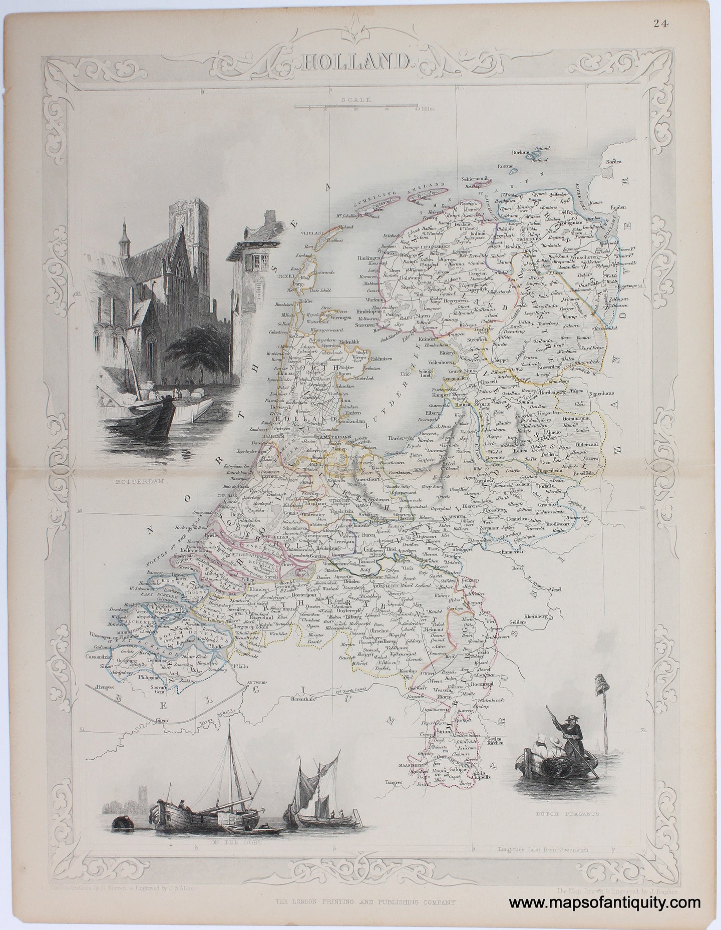 Engraved-antique-map-Holland-Europe-Netherlands-illustrations-1851-Tallis-Maps-Of-Antiquity